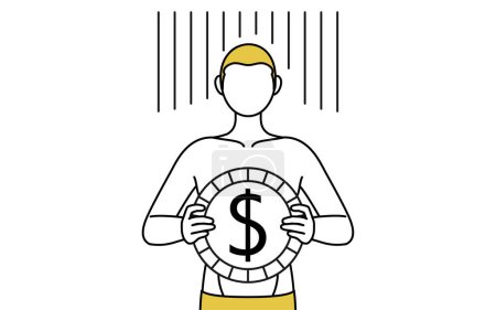 Illustration for Hair removal and Men's esthetics image, A man in underwear, an image of exchange loss or dollar depreciation - Royalty Free Image
