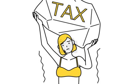 Illustration for Hair removal and Esthetics Salon image, A woman in underwear suffering from tax increases - Royalty Free Image