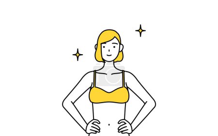 Illustration for Hair removal and Esthetics Salon image, A woman in underwear with her hands on her hips. - Royalty Free Image