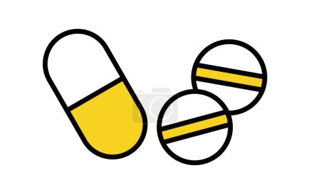 Illustration for Icons of oral medications (capsules and tablets), image of AGA - Royalty Free Image