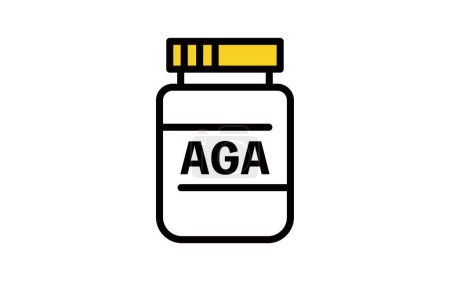 Téléchargez les illustrations : Icône d'AGA (traitement des cheveux amincissants) médicament oral, image d'AGA - en licence libre de droit