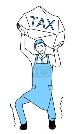 Illustration for A man in an apron suffering from tax increases - Royalty Free Image