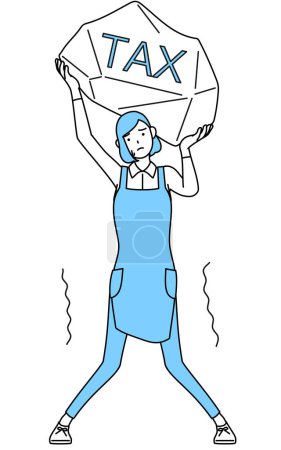 Illustration for A woman in an apron suffering from tax increases - Royalty Free Image