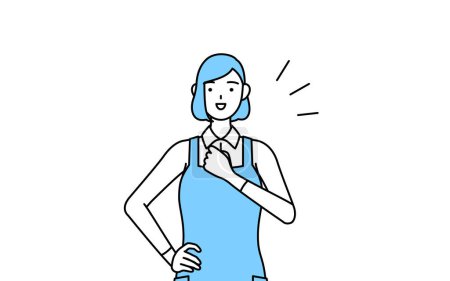 Illustration for A woman in an apron tapping his chest. - Royalty Free Image