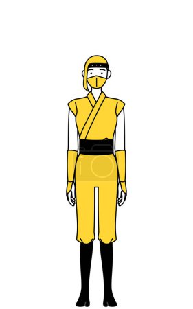 Téléchargez les illustrations : A woman dressed up as a ninja, standing - en licence libre de droit