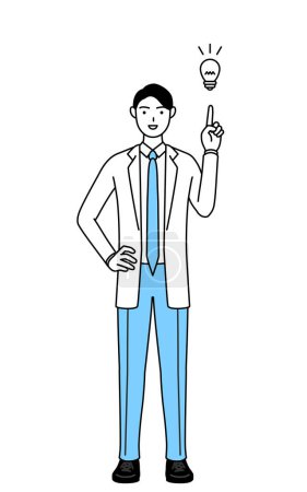 Téléchargez les illustrations : A man doctor in white coats coming up with an idea. - en licence libre de droit