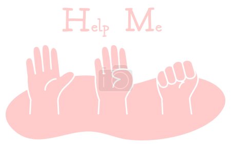 Illustration for Line drawing of the Help Me hand sign - Royalty Free Image