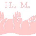 Line drawing of the Help Me hand sign