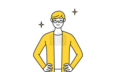 Illustration for A casually dressed young man with his hands on his hips, Vector Illustration - Royalty Free Image