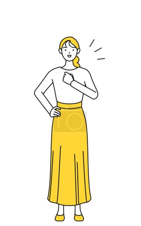 Illustration for A casually dressed young woman tapping her chest, Vector Illustration - Royalty Free Image