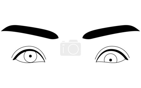Illustration for Medical illustrations, diagrammatic line drawings of eye diseases, strabismus and hypotropia, Vector Illustration - Royalty Free Image