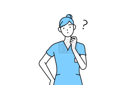 Illustration for Female nurse, physical therapist, occupational therapist, speech therapist, nursing assistant in Uniform nodding her head in question, Vector Illustration - Royalty Free Image