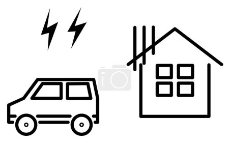 Illustration for Image icon of a house affected by automobile noise - Royalty Free Image