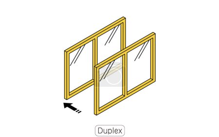 Illustration for Double-paned windows Illustration of noise reduction measures that can be taken in rental properties, Vector Illustration - Royalty Free Image