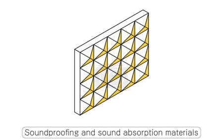 Illustration for Soundproofing and sound absorption materials Illustration of noise reduction measures that can be taken in rental properties, Vector Illustration - Royalty Free Image