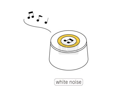 Téléchargez les illustrations : Illustration du bruit blanc d'un produit pratique de réduction du bruit, Illustration vectorielle - en licence libre de droit