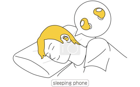 Ilustración de un teléfono para dormir, un práctico producto de reducción de ruido, Vector Illustration
