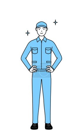 Illustration for Man in hat and work clothes with his hands on his hips, Vector Illustration - Royalty Free Image