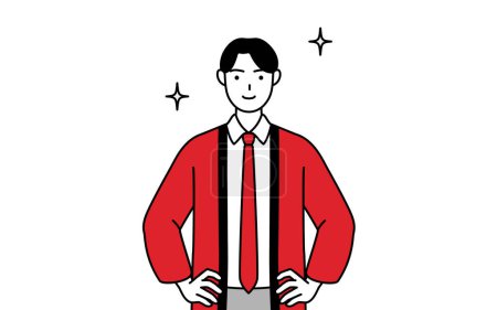 Illustration for Man wearing a red happi coat with his hands on his hips, Vector Illustration - Royalty Free Image