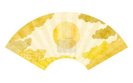 Ilustración de Marco de abanico de oro Hinomaru, Patrón japonés Mar de nubes fondos Gráficos web, Vector Ilustración - Imagen libre de derechos