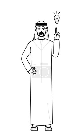 Téléchargez les illustrations : Homme musulman trouver une idée, Illustration vectorielle - en licence libre de droit