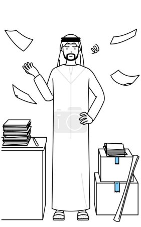 Téléchargez les illustrations : Homme musulman qui en a marre de son entreprise non organisée, Illustration vectorielle - en licence libre de droit