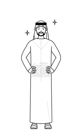 Illustration for Muslim Man with his hands on his hips, Vector Illustration - Royalty Free Image