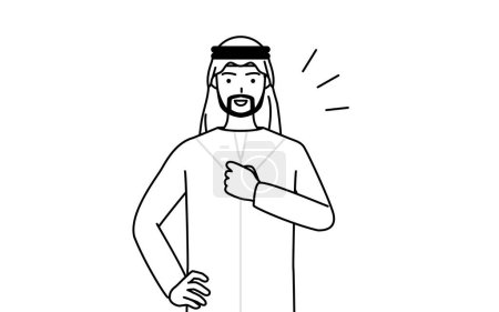 Illustration for Muslim Man tapping his chest, Vector Illustration - Royalty Free Image