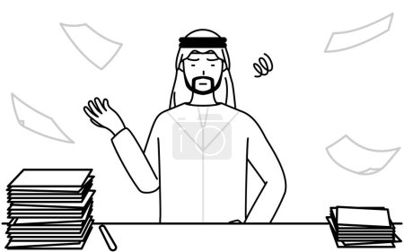 Illustration for Muslim Man who is fed up with his unorganized business, Vector Illustration - Royalty Free Image