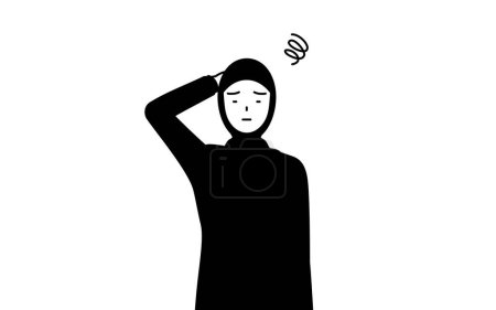 Illustration for Muslim Woman scratching her head in distress, Vector Illustration - Royalty Free Image