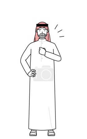 Illustration for Senior Muslim Man tapping his chest, Vector Illustration - Royalty Free Image