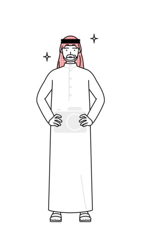Illustration for Senior Muslim Man with his hands on his hips, Vector Illustration - Royalty Free Image
