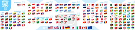 Ilustración de Aleteo de iconos de la bandera del mundo por región, conjunto de 196 países, ilustración vectorial - Imagen libre de derechos