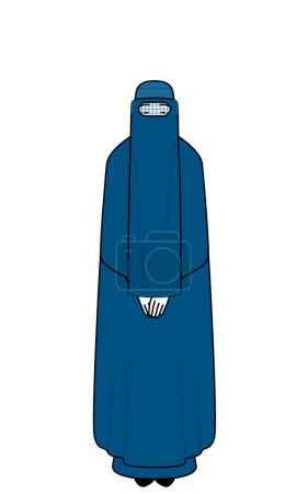 Illustration for Muslim woman in burqa bowing with folded hands, Vector Illustration - Royalty Free Image