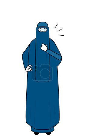 Ilustración de Mujer musulmana en burka golpeando su pecho, Vector Illustration - Imagen libre de derechos