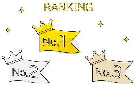 Illustration for Simple crown and label ranking icon set, 1st to 3rd place, Vector Illustration - Royalty Free Image