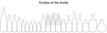 Illustration pour Aperçu ensemble de bouteilles de saké, une bouteille de saké et une bouteille de bière ou une bouteille de vin ou une bouteille de whisky, Illustration vectorielle - image libre de droit