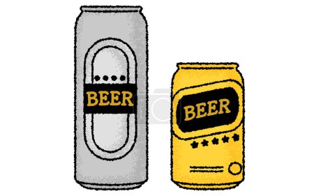 Illustration for 500ml & 350ml can of beer with hand-drawn, analog touch, Vector Illustration - Royalty Free Image