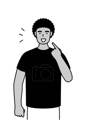 Ilustración de Joven Hombre Negro enseñando pronunciación en conversación en inglés (señalando a su boca), Vector Illustration - Imagen libre de derechos