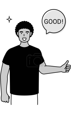 Ilustración de Gesto de BUENO, joven negro dando pulgares hacia arriba, Vector Ilustración - Imagen libre de derechos