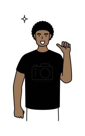 Ilustración de Joven Hombre Negro señalándose a sí mismo con el pulgar, Vector Illustration - Imagen libre de derechos