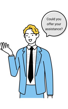 Ilustración de Conversación en inglés, hombre de ascendencia americana haciendo una oferta de trabajo en inglés, Vector Illustration - Imagen libre de derechos