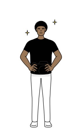 Illustration for African-American man with his hands on his hips, Vector Illustration - Royalty Free Image