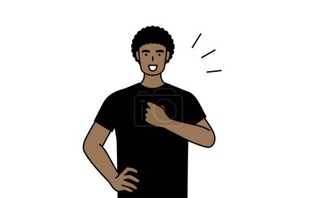 Illustration for African-American man tapping his chest, Vector Illustration - Royalty Free Image