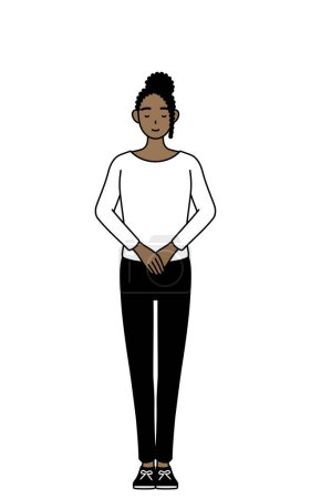 Ilustración de Mujer afroamericana inclinándose con las manos cruzadas, Vector Illustration - Imagen libre de derechos
