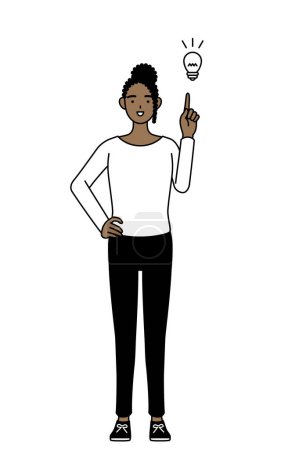 Téléchargez les illustrations : Une femme afro-américaine a une idée, Illustration vectorielle - en licence libre de droit