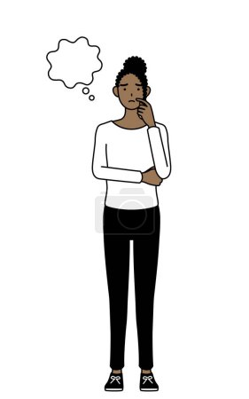 Ilustración de Mujer afroamericana pensando mientras se rasca la cara, Vector Illustration - Imagen libre de derechos