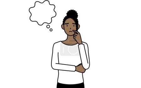 Ilustración de Mujer afroamericana pensando mientras se rasca la cara, Vector Illustration - Imagen libre de derechos