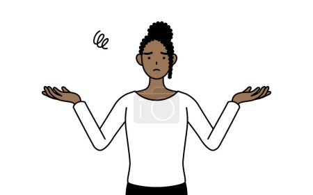 Ilustración de Mujer afroamericana con las manos extendidas en apuros, Vector Illustration - Imagen libre de derechos