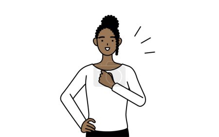 Illustration for African-American woman tapping her chest, Vector Illustration - Royalty Free Image